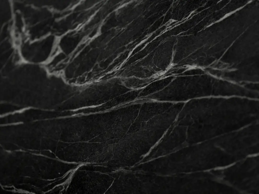 Surface de pierre noire aux fines veines blanches